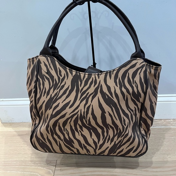 Liz Claiborne Handbags - Liz Claiborne Tan and Brown Zebra Print Shoulder Bag